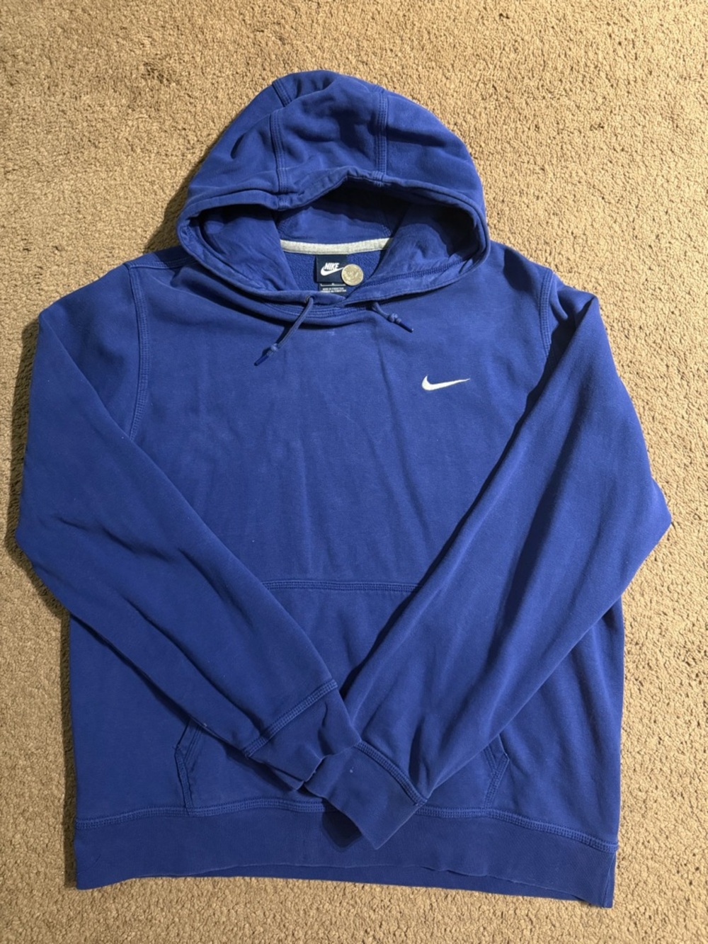 Nike Royal Blue Hooded Pullover with embroidery White Swoosh